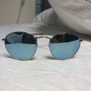 Rounded reflective Ray Bans, lightly worn, Case +